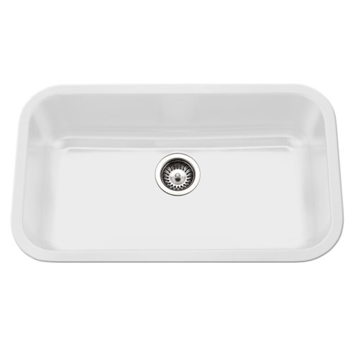 Houzer Porcela Porcelain Enamel Steel Undermount Single Bowl Kitchen ...